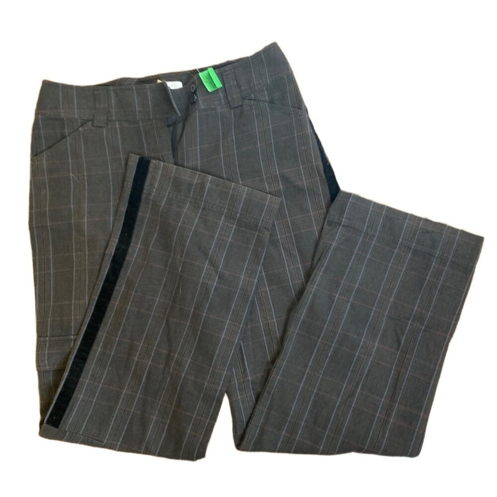 Cabi Womens Plaid Pants Size 2 Gray 100% Cotton Straight Leg Stylish Comfortable